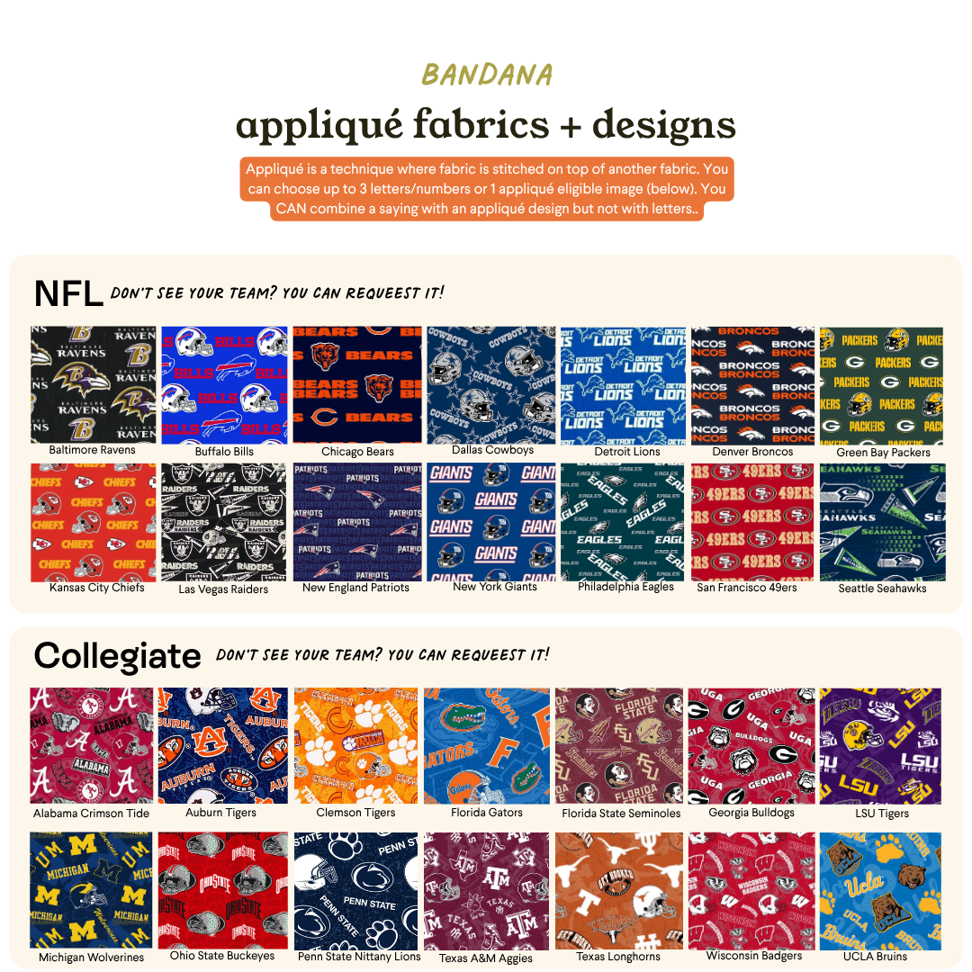 Football Appliqué Embroidered Bandana