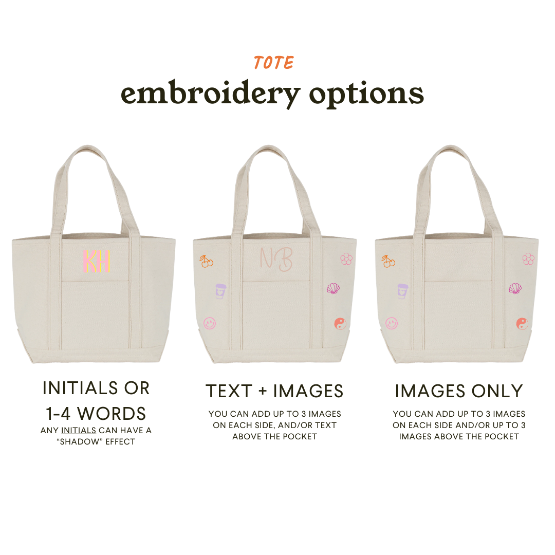 Embroidered Boat Tote