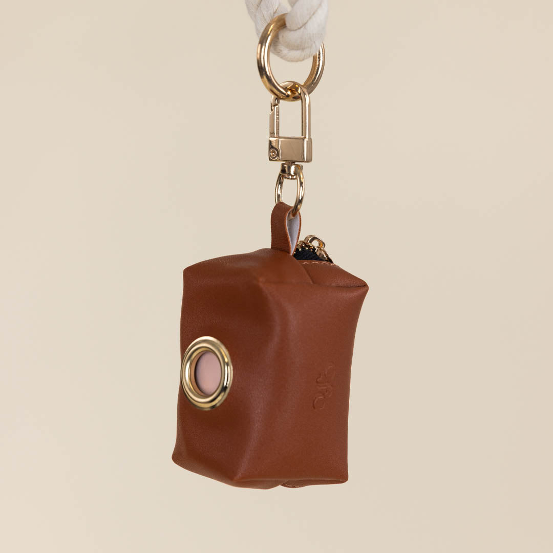 Brown Vegan Leather Poop Bag Holder