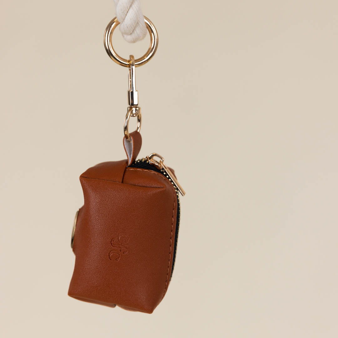 Brown Vegan Leather Poop Bag Holder