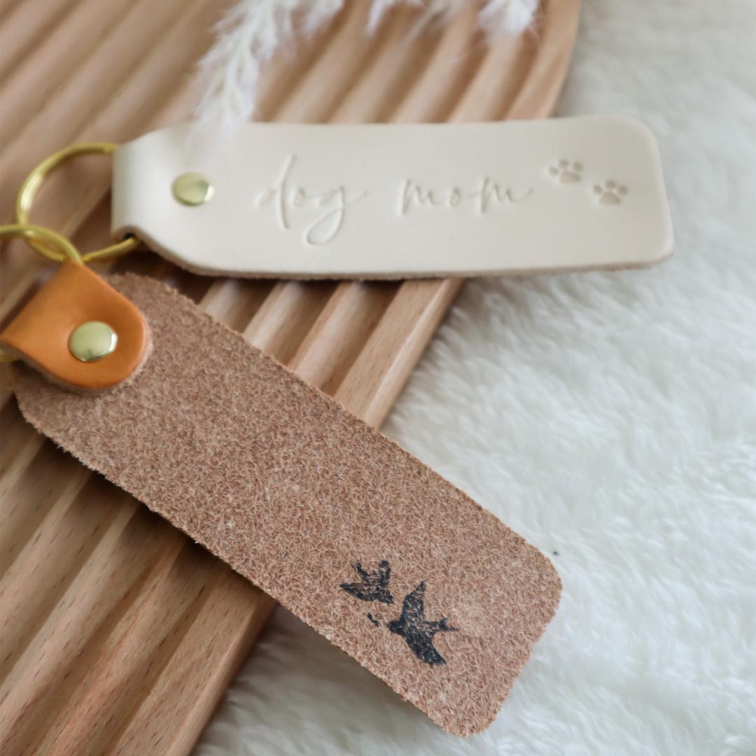 Dog Mom Leather Keychain